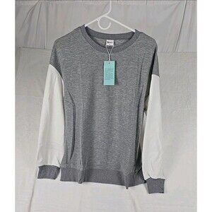 WIHOLL Long Sleeve Sweatshirt Women’s Small Gray & White Crewneck Stretch